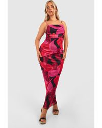 Boohoo - Plus Floral Print Mesh Maxi Slip Dress - Lyst