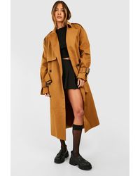 Boohoo - Oversized Double Breast Belt Detail Trench Coat - Lyst