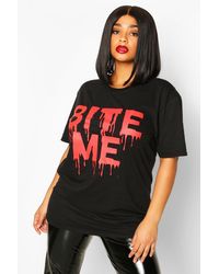 Boohoo Plus 'bite Me' Slogan Halloween T-shirt - Black