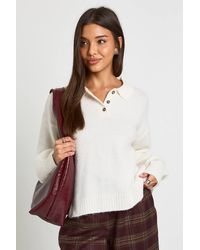 Boohoo - Collared Button Down Oversized Knitted Jumper - Lyst