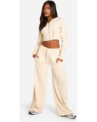 Boohoo - Chándal De Pantalón Deportivo De Pernera Recta Y Sudadera Con Capucha Y Detalle De Corsé Con Inserción De Canalé - Lyst