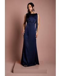 Coast - Honoured Sleeveless High Neck Tie Shoulder Satin Maxi Bridesmaid Dress - Lyst