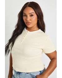 Boohoo - Plus Button Down Contrast Binding Top - Lyst