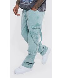 Boohoo - Relaxed Strap Detail Acid Wash Cord Pants - Lyst