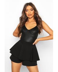Boohoo Womens Gewebter Skort mit Rüschen - Schwarz
