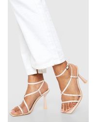 Boohoo - Wide Fit Crossover Strap Croc 2 Part Heels - Lyst