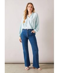 Wallis - Petite Woven Tie Neck Blouse - Lyst