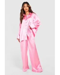 Boohoo - Pink Oversized Pyjama Set - Lyst