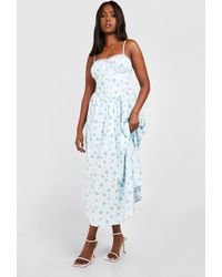 Boohoo - Ditsy Floral Strappy Milkmaid Midaxi Dress - Lyst