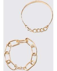 Boohoo - 2 Pack Chain Bracelets In Gold - Lyst