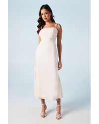 Oasis - Satin Chiffon Mix Tie Shoulder Bridesmaid Midi Dress - Lyst