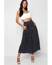 Boohoo Jupe Midi À Pois Boutonnée - Noir