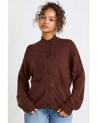 Boohoo - High Neck Knit Cardigan - Lyst