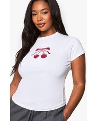 Boohoo - Plus Cherry Ribbon Fitted Top - Lyst