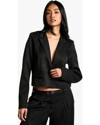 Boohoo - Woven Tailored Boxy Crop Blazer - Lyst