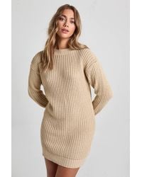 Boohoo - Crew Neck Mini Sweater Dress - Lyst