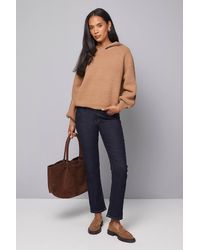 Wallis - Camel Trim Detail Hooded Sweater - Lyst