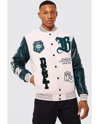 BoohooMAN Gothic B Back Official Varsity Bomber - Pink
