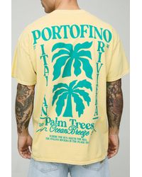 Boohoo - Oversized Extended Neck Portofino Print T-Shirt - Lyst