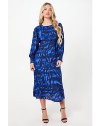 Dorothy Perkins - Petite Zebra Shirred Cuff Mini Dress - Lyst