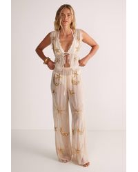 Nasty Gal - Embellished Moon & Star Tie Front Beach Waistcoat - Lyst