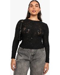 Boohoo - Plus Burnout Button Front Top - Lyst