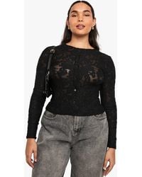Boohoo - Plus Burnout Button Front Top - Lyst