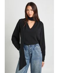 Boohoo - Scarf Detail Crinkle Chiffon Blouse - Lyst