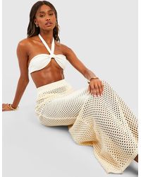 Boohoo - Crochet Maxi Beach Skirt - Lyst
