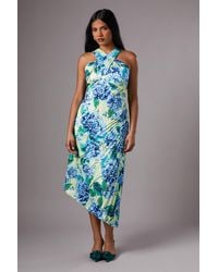 Coast - Petite Pleat Halter Midi Dress - Lyst