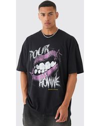 Boohoo - Tall Pour Lips Graphic T-shirt In Black - Lyst
