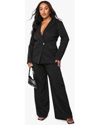 Boohoo - Plus Tailored Pleated Wide Leg Trouser - Lyst