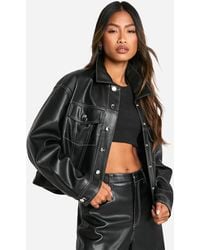 Boohoo - Contrast Stitch Detail Faux Leather Jacket - Lyst