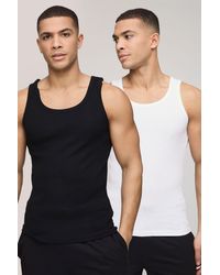 BoohooMAN - 2 Pack Muscle Fit Basic Vests - Lyst