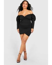 Boohoo - Plus Bardot Wrap Bodycon Dress - Lyst