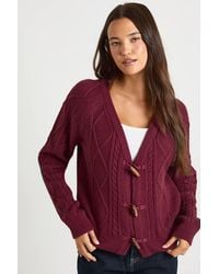 Boohoo - Toggle Button Cable Knit Chunky Cardigan - Lyst