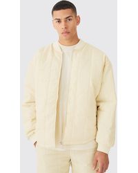 BoohooMAN - Square Quilted Oversized Pocket Bomber Jacket - Lyst