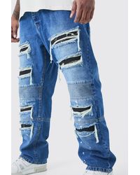 BoohooMAN - Plus Rip And Repair Straight Fit Jean - Lyst