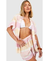 Boohoo - Ombre Stripe Shirt And Short Beach Co-ord - Lyst