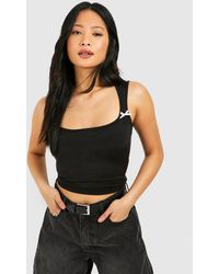 Boohoo - Petite Bow Detail Top - Lyst
