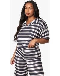 Boohoo - Plus Stripe Collared Top - Lyst