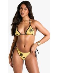 Boohoo - Bead Trim Embellished Triangle Bikini Top & Tie Side Bikini Bottoms Set - Lyst