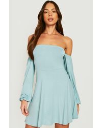 Boohoo Crepe Long Sleeve Tiered Skater 