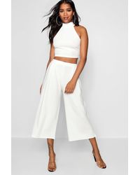 Boohoo High Neck Crop And Culotte Co-ord Set - Red