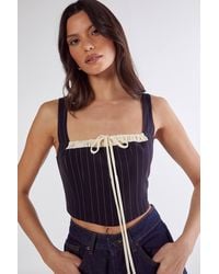 Nasty Gal - Pinstripe Contrast Bust Tailored Corset Top - Lyst