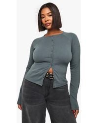 Boohoo - Plus Button Down Long Sleeve Top - Lyst