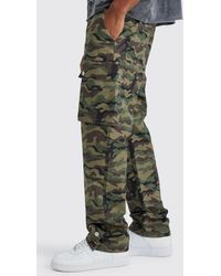 BoohooMAN - Camouflage Cargo-Hose mit geradem Bein und Druckknöpfen - Lyst