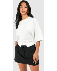 Boohoo - Petite Folded Waistband Tailored Mini Skirt - Lyst