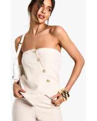 Boohoo - Textured Button Through Bandeau Waistcoat - Lyst