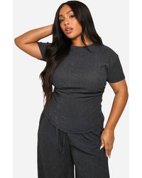 Boohoo - Plus Textured Ruched Side T-Shirt - Lyst
